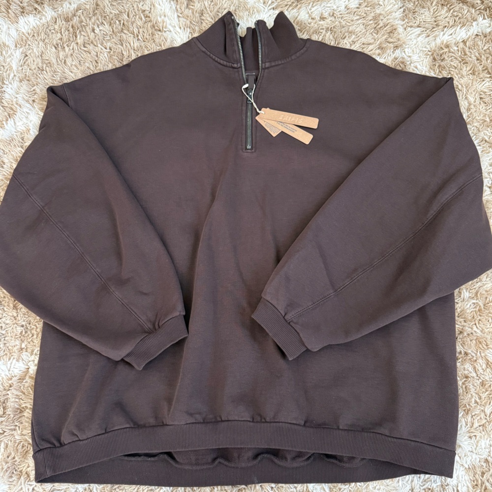 ✨ SKIMS Boyfriend Fleece Slouchy Half Zip Pullover – Espresso (Small) | NWT - Picture 2 of 3